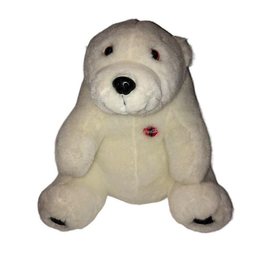 1990s Vintage Coca-Cola 10" Polar Bear Plush Toy Stuffed Animal